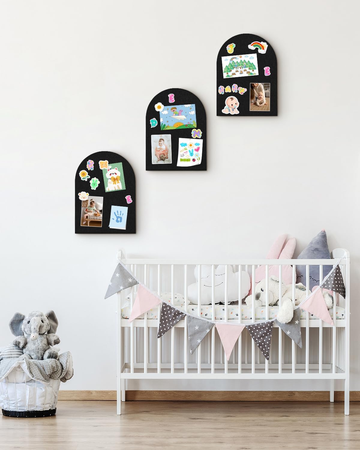 Arched Felt Bulletin Board, Cork Board Alternative for Wall, 10.6in x 14.6in Self-Adhesive Pin Board, 0.35" Thick 2 Pack for Home Office Decor (Camel-2727-2p)