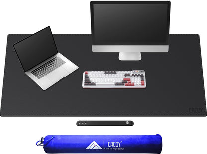 Cacoy 36" x 20" Leather Desk Mat for Home Office, Extra Large PU Leather Desk Pad Blotters, Waterproof Computer Keyboard Mat, Extended Gaming Mouse Pad, Desk Protector for Desktop and PC Laptop, Black