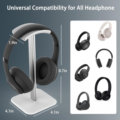 Headphone Stand for Desk - Headset Stand with Aluminum Hanger and Plastic Headrest, Headphone Holder for AirPods Max, Sony, Bose, Beats and More (Black)