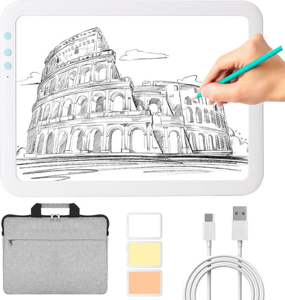 KOBAIBAN A4 Light Pad with 4 Clips, Ultra-Thin LED Light Board for Diamond Painting, Stepless Dimmable Brightness USB-C Power Light Table for Tracing, Light Box for Sketching, Drawing, Weeding Vinyl