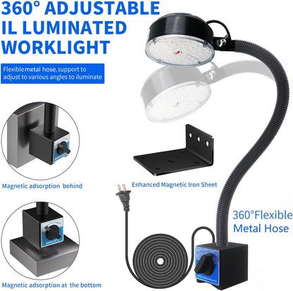 Clamp Light, LED Work Light with Flexible & Strong Clip for Workshop, Sewing, Lathe, Bandsaw, Workbench, Desk, Bright Small Area Task Lighting, 2000 Lumens, Silver