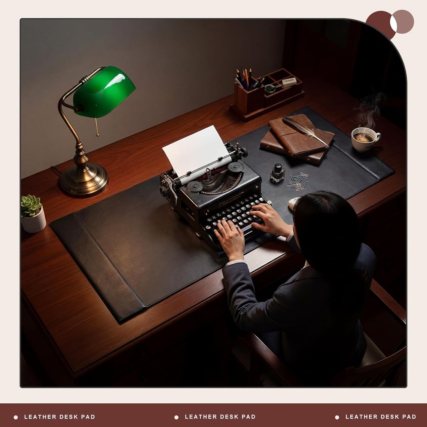 30 x 18 Inch Leather Desk Pad Protector with Side Rails, Executive Office Desk Mat for Home Workspace, Writing Surface, Mouse & Keyboard Pad, Elegant Gift for Men Dad Husband (Brown)