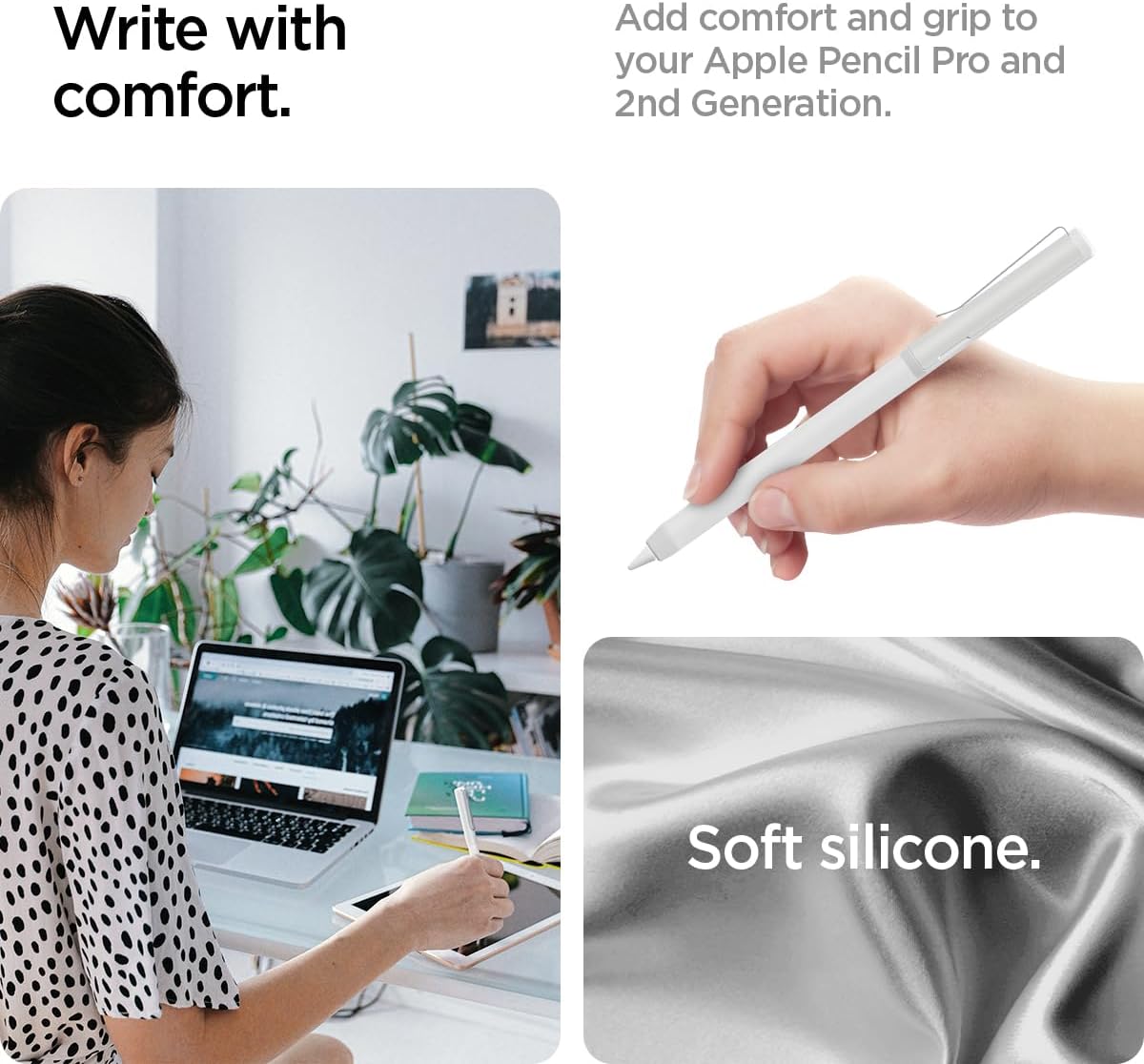Spigen DA201 Apple Pencil Protective Case for Apple Pencil Pro and Apple Pencil 2nd Generation, Cover Sleeve with Clip and Grip, Compatible with Magnetic Charging and Double Tap - Black