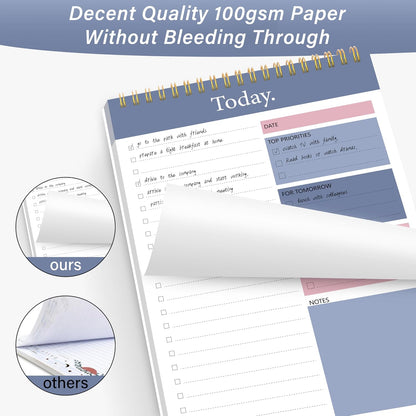 104 Pgs To Do List Notepad - Daily Planner Notepad Undated 52 Duplex-Printed Undated Sheets Tear Off, 6.5" x 9.8" Checklist Productivity Organizer with Hourly Schedule for Tasks