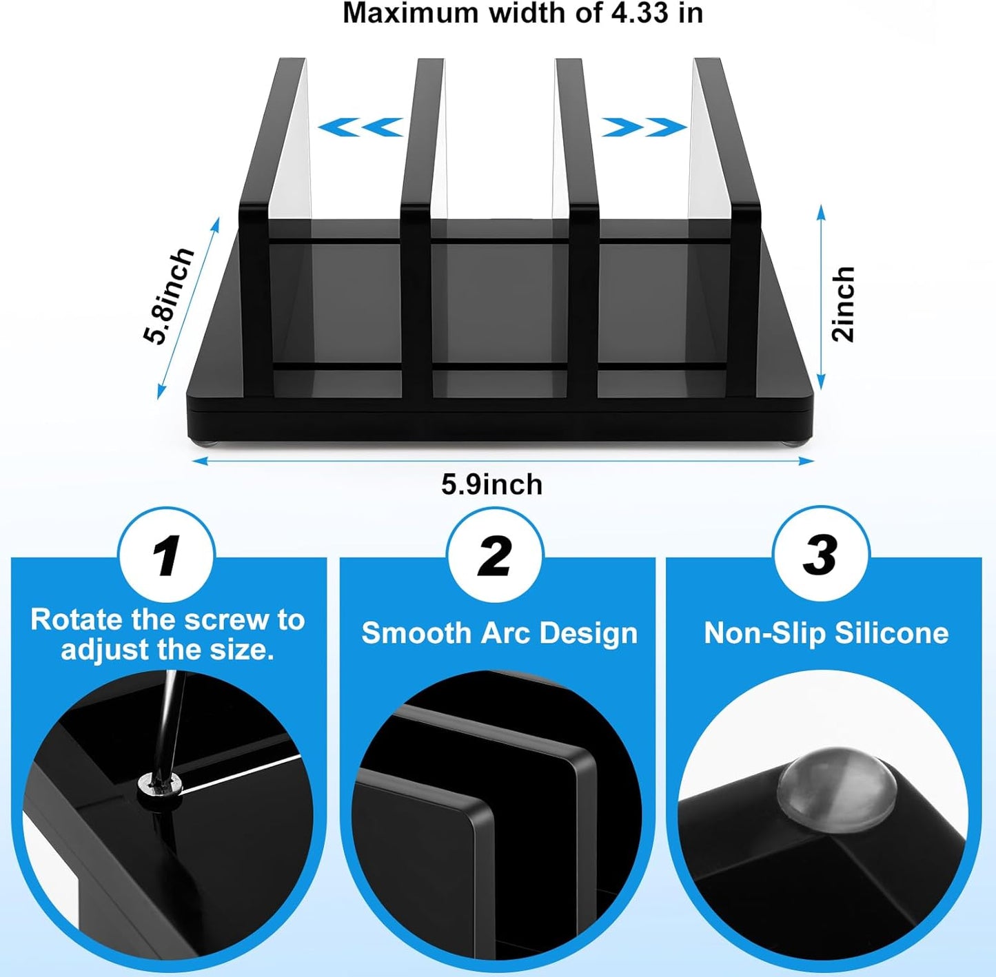 Chunful Adjustable Vertical Laptop Stand for Desk, Acrylic 3 Slot Laptop Holder Desktop, Invisible Desktop Notebook Dock for Notebook Computer, All Gaming Laptops up to 17''