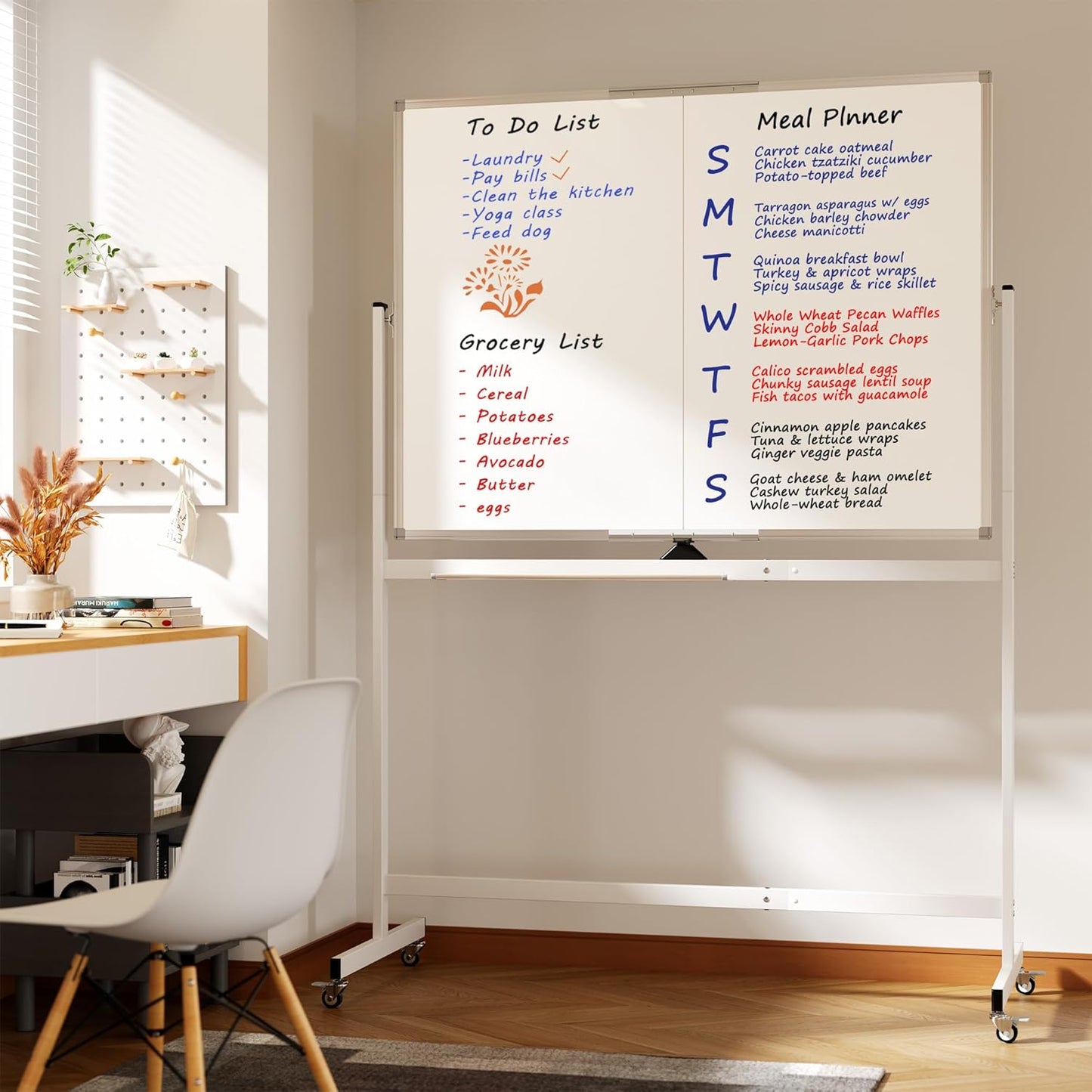 Large Whiteboard Easel with Stand, 36" x 24" Portable Standing Magnetic Dry Erase White Board, 3' x 2' Tripod Height Adjustable Flip Chart Easel for Home Office Classroom School, Silver