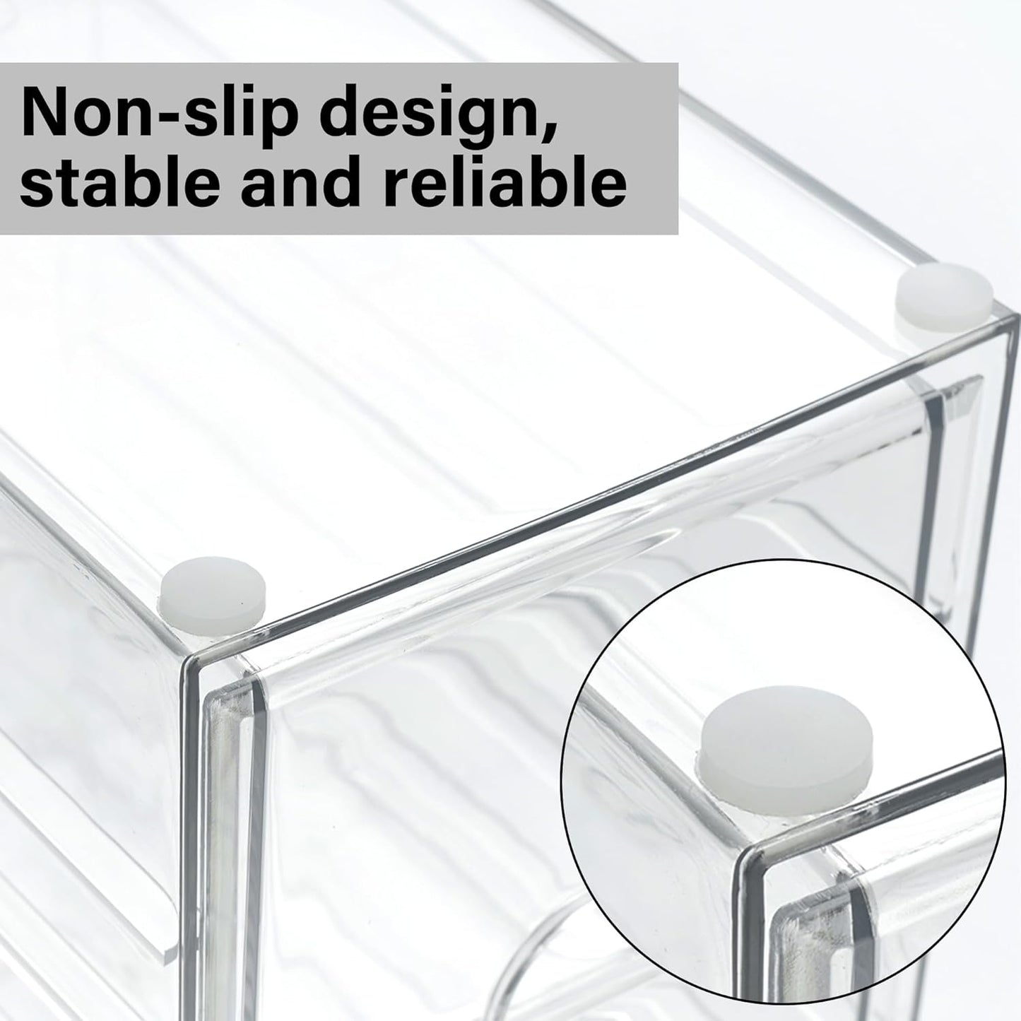 Prsildan Acrylic Drawer Makeup Organizer with 6 Drawers (Not for Baby Bottle), Set of 2 Office Desk Organizers Accessories, Clear Stackable Storage Drawers for Vanity, Craft (Largest Drawer 4" Tall)