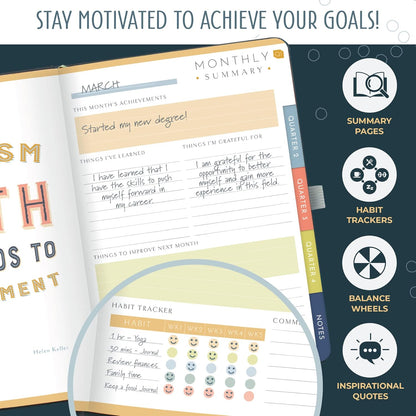 Boxclever Press Goal Planner – Luxury Undated Weekly Planner to Increase Productivity & Achieve your Goals. Weekly, Monthly, Quarterly Undated Planner with Vision Boards & Habit Trackers. 8.5 x 5.5ins