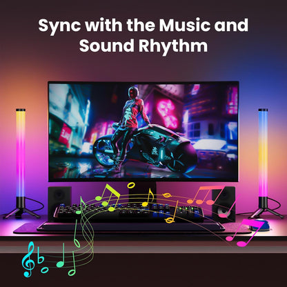 TJOY 360° Smart Light Bars, LED Game Desk Lights, TV Monitor Backlight with Music Sync, RGB Light Bar with Remote Control, Ambient Lighting for PC, Table, Gaming Room(White,Plastic Material)
