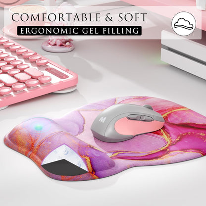 MROCO Ergonomic Mouse Pad with Gel Wrist Rest, Smooth Wrist Support Surface, Non-Slip PU Base for Pain Relief, Comfortable Mousepad for Computer, Laptop, Office & Home, 9.4 x 8.1 in, Black