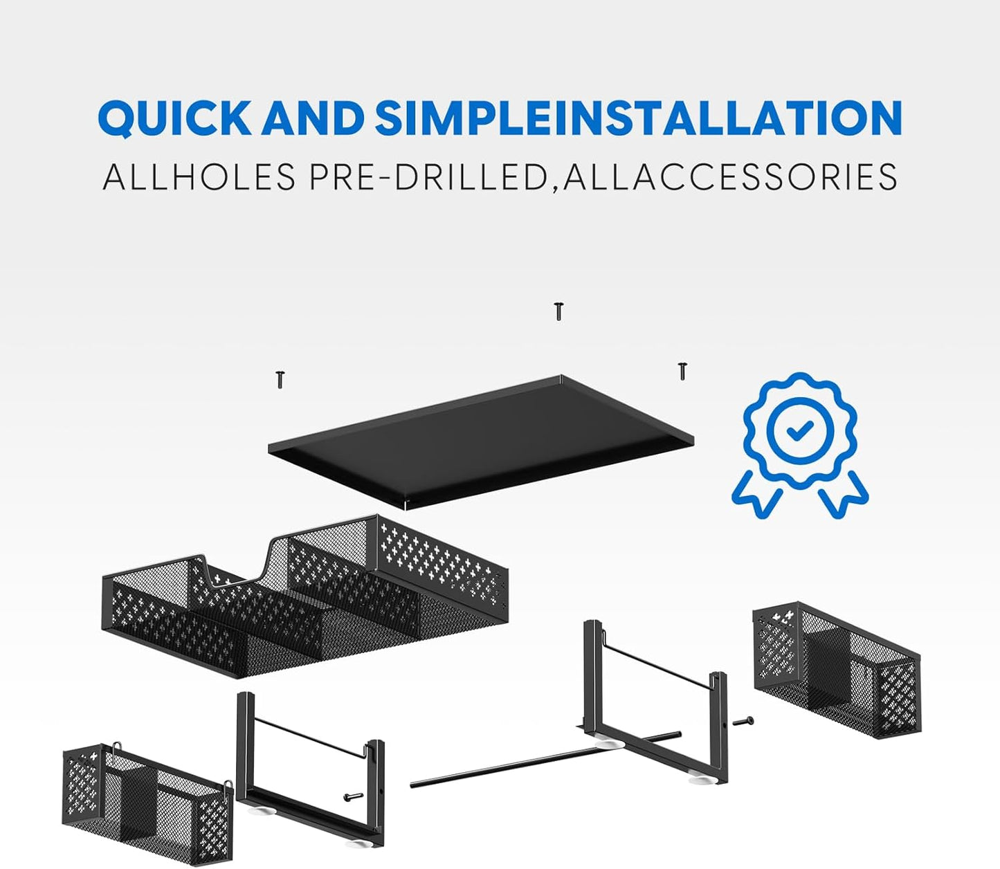 Simple Trending Desk Organizer and Accessories, 2 Tier Computer Metal Monitor Stand Riser with Drawer and Pen Holder for Laptop, Computer, iMac, Black