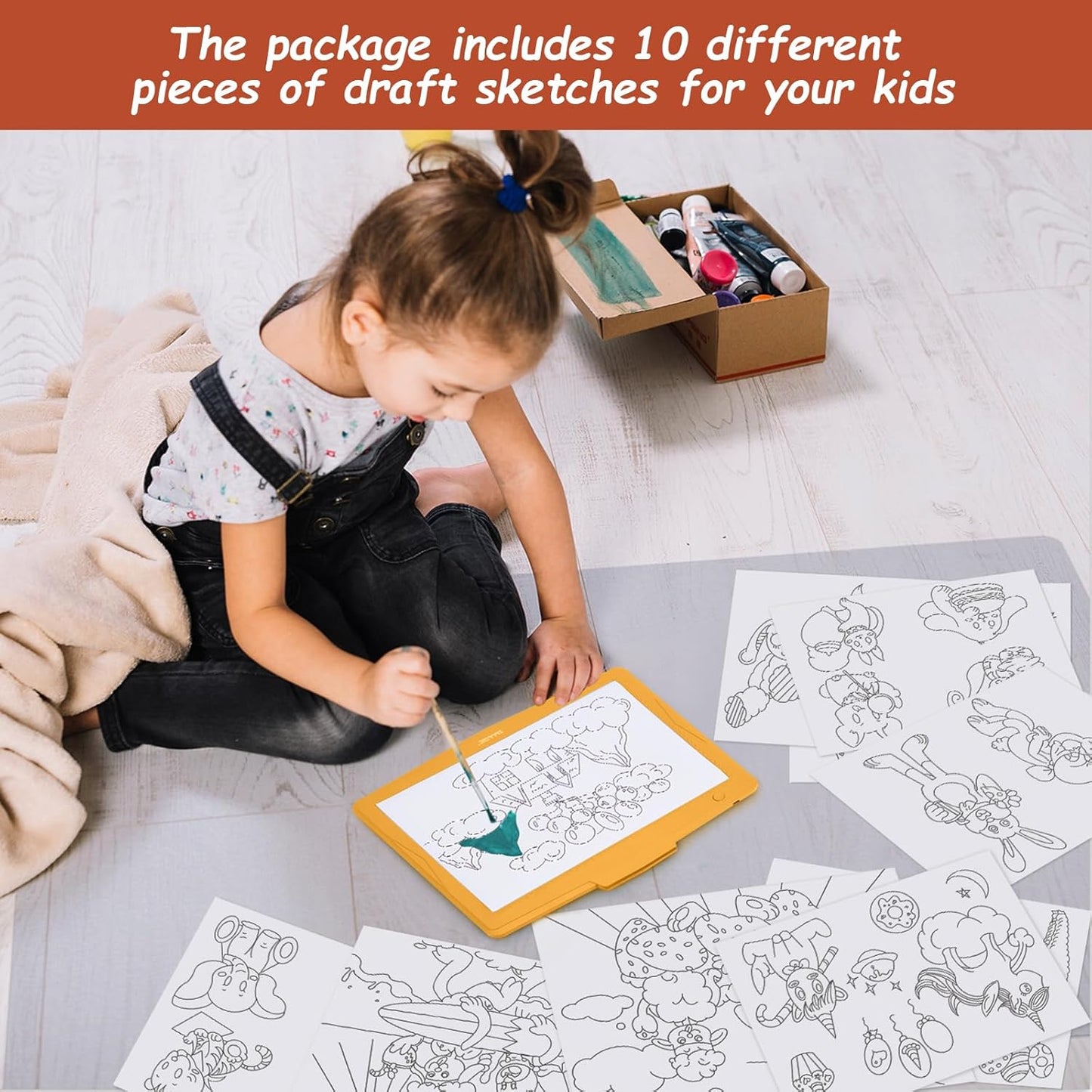 IMAGE A4 LED Tracing Pad for Kids, Rechargeable Light Up Drawing Tablet Board Children Portable Art Christmas Gift for Boys Girls Ages 6+(with 10 Traceable Sheets), Durable & Fun Creative Toy(Blue)