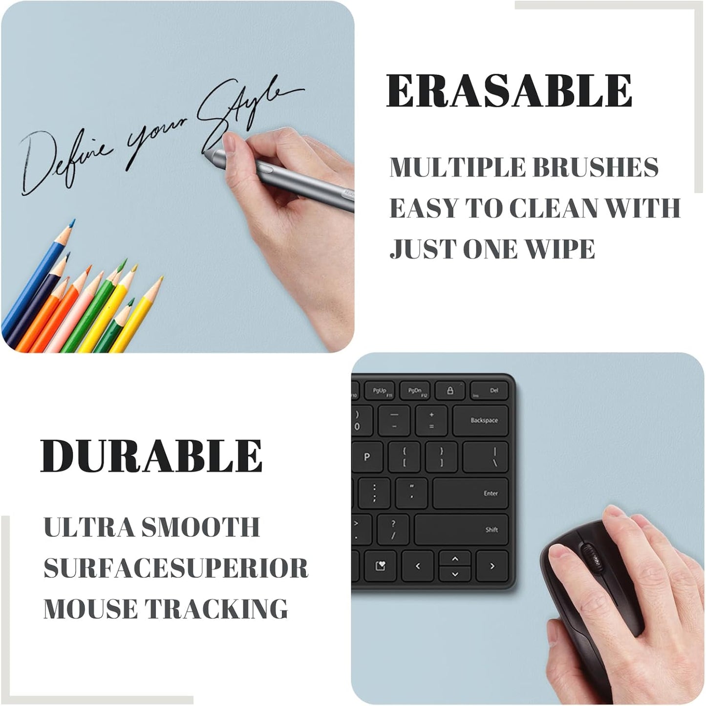 Dry Erase Desk Mat, Waterproof Desk Pad, Erasable Writing White Board for Making Plans, Non-Slip Large Desktop Protector for Office, Home, School 31"x13" (Blue)