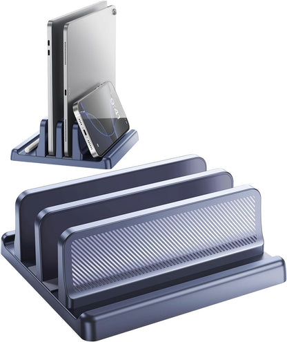 EAXBUX 5 in 1 Vertical Laptop Stand Holder,Adjustable ABS Plastic Laptop Organizer Desktop Management Notebook Dock,Vertical Laptop Stand Space Saving for MacBook,Surface,Samsung,HP,Dell,Chrome Book