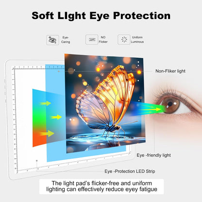 Elice Rechargeable A3 Light Pad for Diamond Painting, Magnetic LED Light Board with Physical Button, Super Bright Diamond Art Light Pad, Ultra-Thin Light Box for Tracing, Weeding Vinyl, Artists -Black