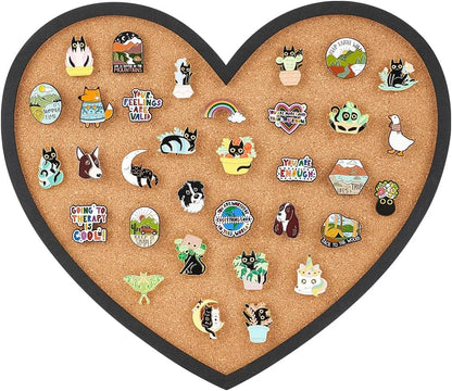 BENECREAT Pin Board Square Cork Board, 0.8inch Thick Bulletin Display Board Wall Mounted Cork Board for Brooch Pin Storage, Office Home Festival Wedding Decor, 7.8x7.8inch