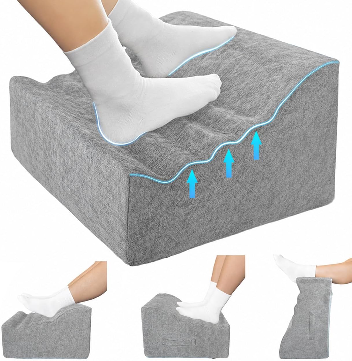 Foot Rest Under Desk, Ergonomic Foot Stool, Comfortable Office Footrest with Curved Design, with Washable Cover for Home and Office, Relieves Leg Pressure (Dark Gray)