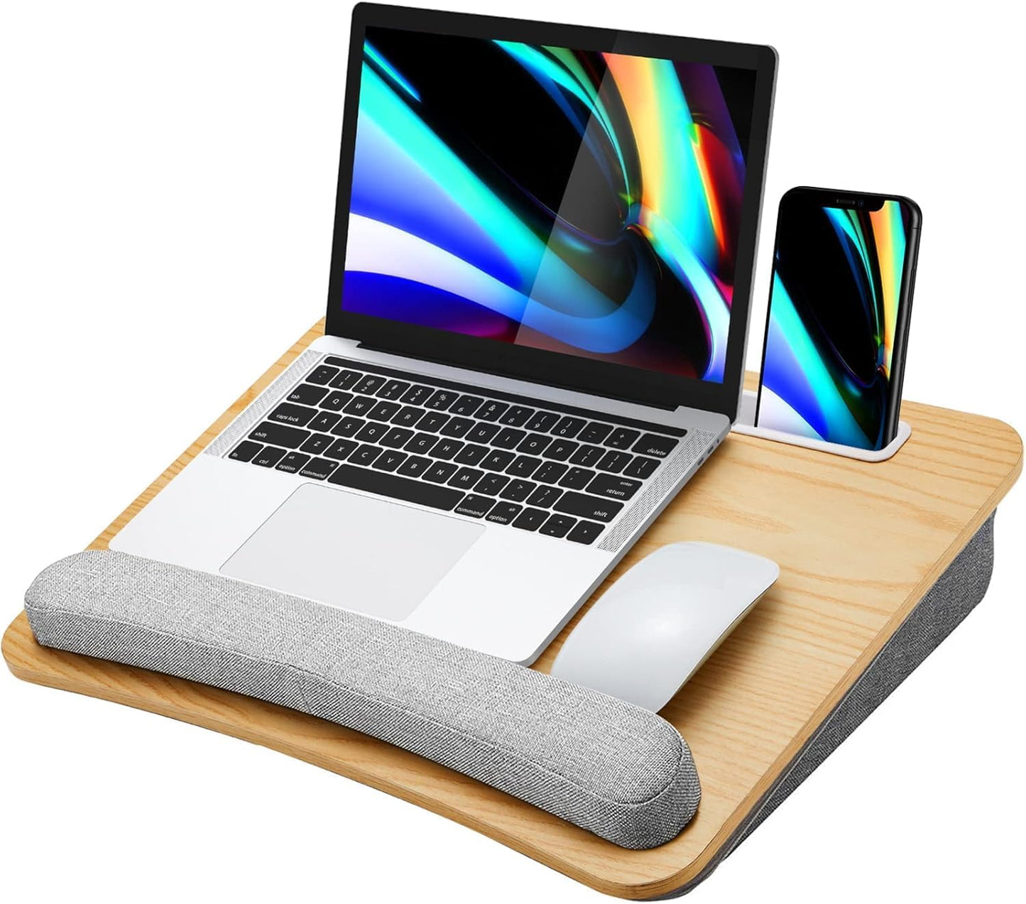 HUANUO Laptop Lap Desk - Portable Lap Desk with Pillow Cushion, Fits up to 15.6 inch Laptop, with Anti-Slip Strip & Storage Function for Home Office Students Use as Computer Laptop Stand, Book Tablet
