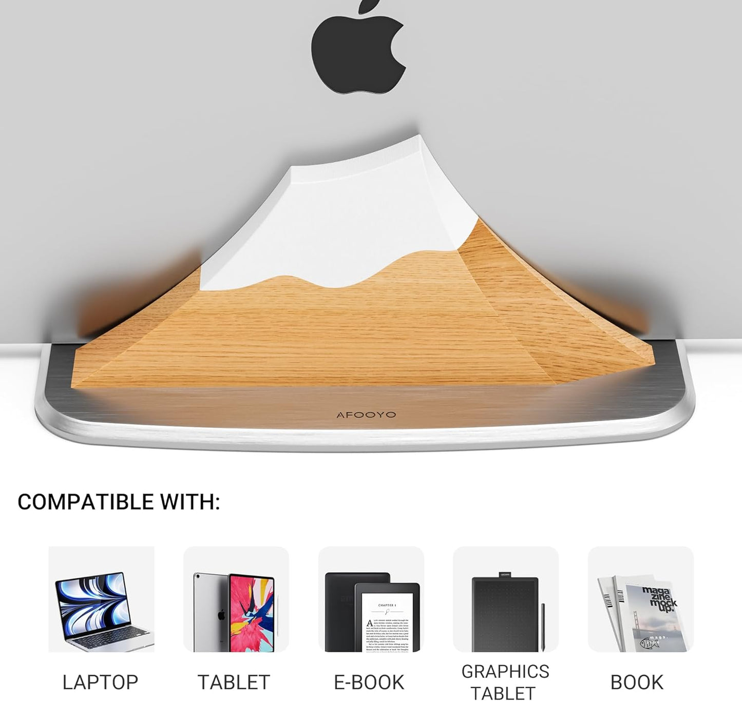 AFOOYO Vertical Dual Laptop Stand - Snow Peak-Shaped Wooden Adjustable Laptop Holder,2 Slots Desktop Dock Compatible with All MacBook, Surface,Chromebook,Dell & More(Beechwood)