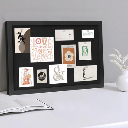 DAHAPYBOO Cork Board with Linen White,Bulletin Board 17"x12" Hanging Corkboards for Office Home School Message Board or Vision Board Decoration.