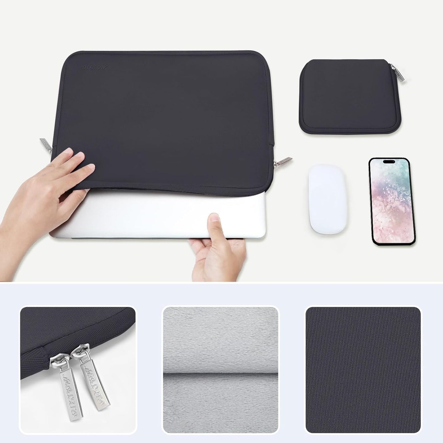 MOSISO Laptop Case 13.3 inch, 13-13.3 inch Laptop Sleeve Bag Compatible with MacBook Air/Pro 13/Pro 14 M5 M4 M3 M2 M1, HP Dell ASUS Lenovo, Neoprene Computer Sleeve Bag with Small Case, Baby Pink - Colors A