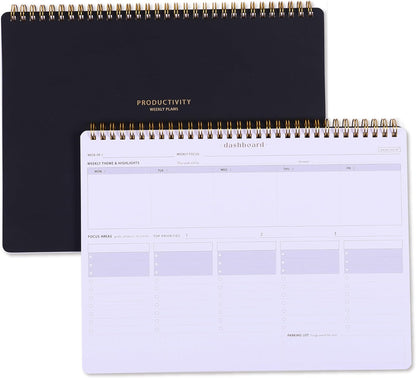 Sunday Start Weekly Planner with Habit Tracker - 8.5×11" Professional Productivity Tools to Organize Your Daily Tasks, Goals, Projects - Dashboard Desk Pad - ADHD To-Do List Notepad