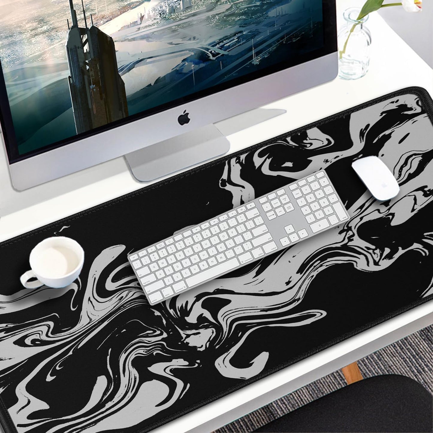 Large Gaming Mouse Pad, 31.5x15.7 inch Large Extended Computer Keyboard Mouse Mat, Water Resist Non-Slip Mousepad Rubber Base Long XXL Desk Mouse Pad for Work & Gaming, Office & Home, Black