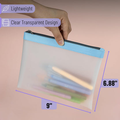 Mr. Pen- Clear Pencil Pouch, 8.50"x4.25", 3 Pack, Durable TPU Material, Medium Water-Resistant Pencil Bags with Smooth Zipper, Multipurpose Clear Pouch for Stationery, School, Office, Travel Supplies