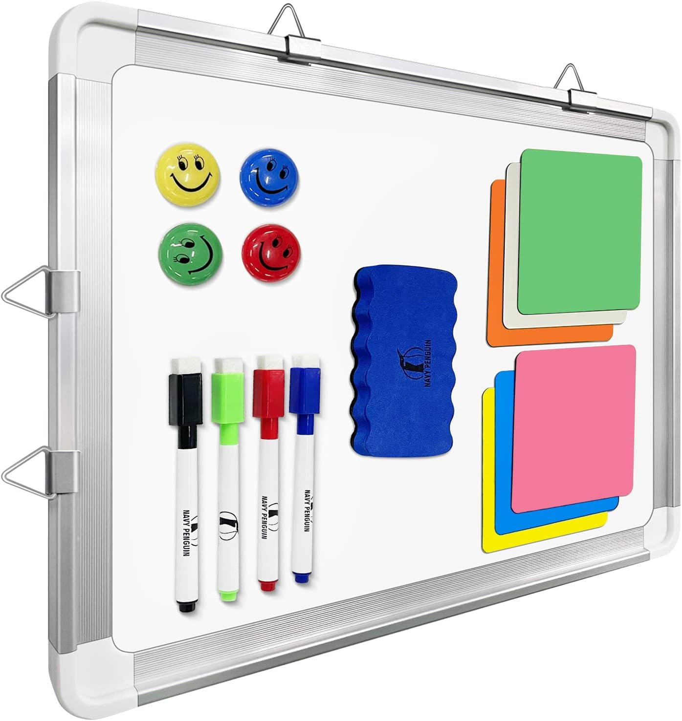 Whiteboard Set - Dry Erase Board 24 x 24 in with 1 Magnetic Eraser, 4 Dry Wipe Markers, 4 Magnets and 6 Magnetic Labels - Wall Hanging Reminder Kanban White Board for Home and Office (24x24 inch)