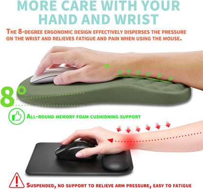Ergonomic Mouse Pad Wrist Support with Memory Foam Massage Bulge, Carpal Tunnel Pain Relief Mousepad Wrist Rest for Mouse(12x8 inch, Silver Gray Light Purple)