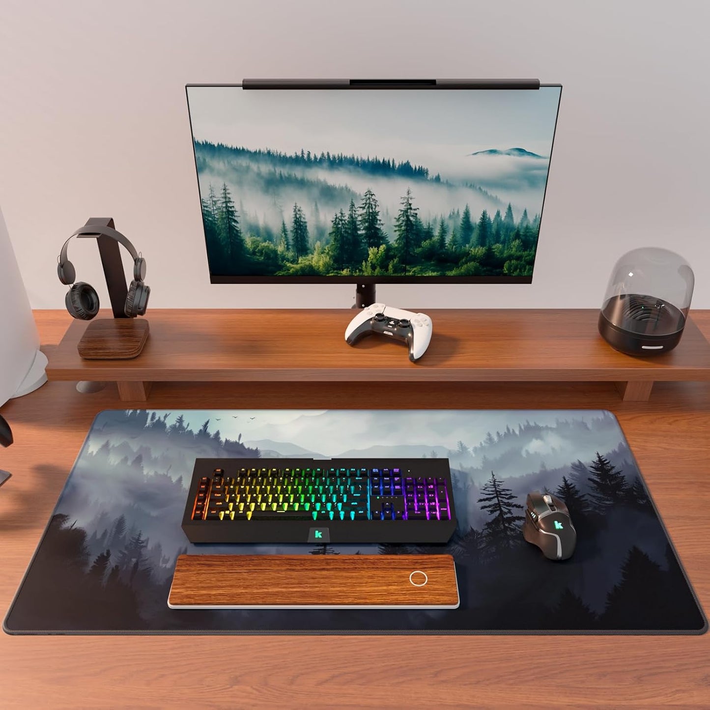 KTRIO Large Gaming Mouse Pad Desk Mat, Superior Micro-Weave Cloth for Precise Mouse Control, Non-Slip Rubber Base, Stitched Edges, Water-Resistant, for Gamer, Office & Home, 31.5" x 11.8" inches