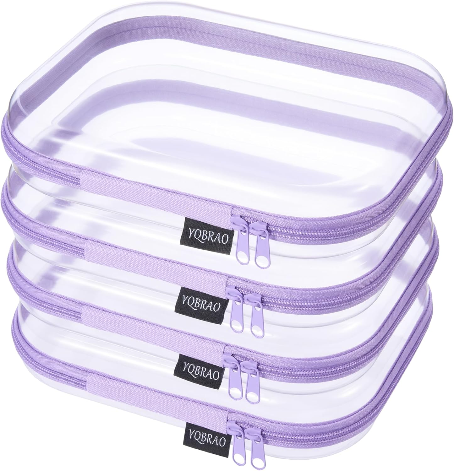 YQBRAO 6 Pack Clear Hard Shell Zipper Case, 1.2mm Heavy Duty Crush-Proof Diaper Bag Organizer Pouches, TSA Approved Travel Makeup Bag for Toiletries & Electronics, (2L, 2M, 2S) Multi-Size Storage Set