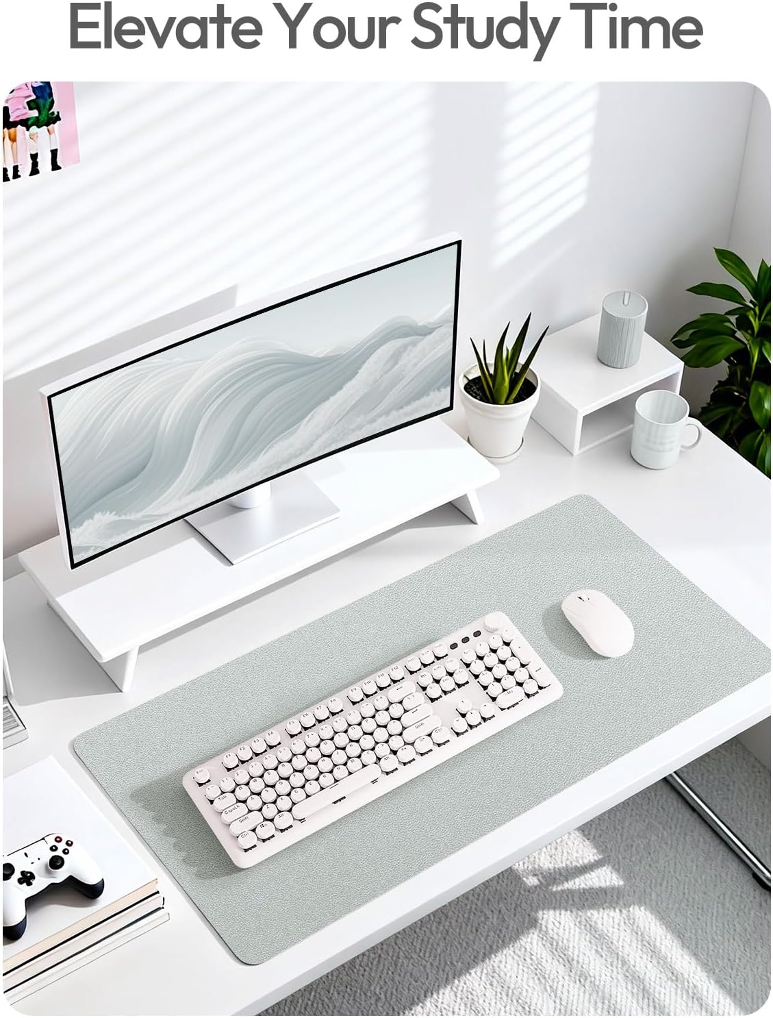 YSAGi Leather Desk Protector, Office Mat, Large Mouse Mat, Non-Slip PU Leather Blotter, Laptop Desk Mat, Waterproof Writing Pad for Office and Home (Black, 31.5" x 15.8") - Colors B