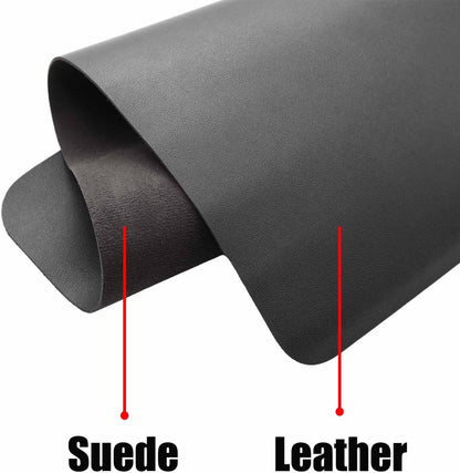 Double-Sided Keyboard Mouse Pad, 31.5"x15.7" PU Leather and Cork Desk Mat Large Overlocked-Edge Desk Pad with Matching Thread, Black