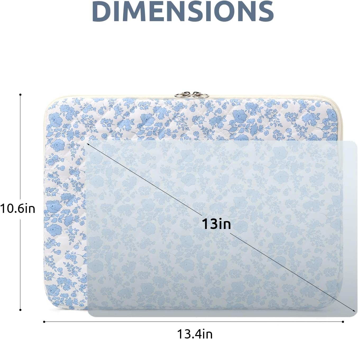 Puffy Laptop Sleeve 13 Inch Cute Quilted Laptop Protective Case Padded Floral Computer Sleeve for MacBook (A-Blue, 13 Inch)