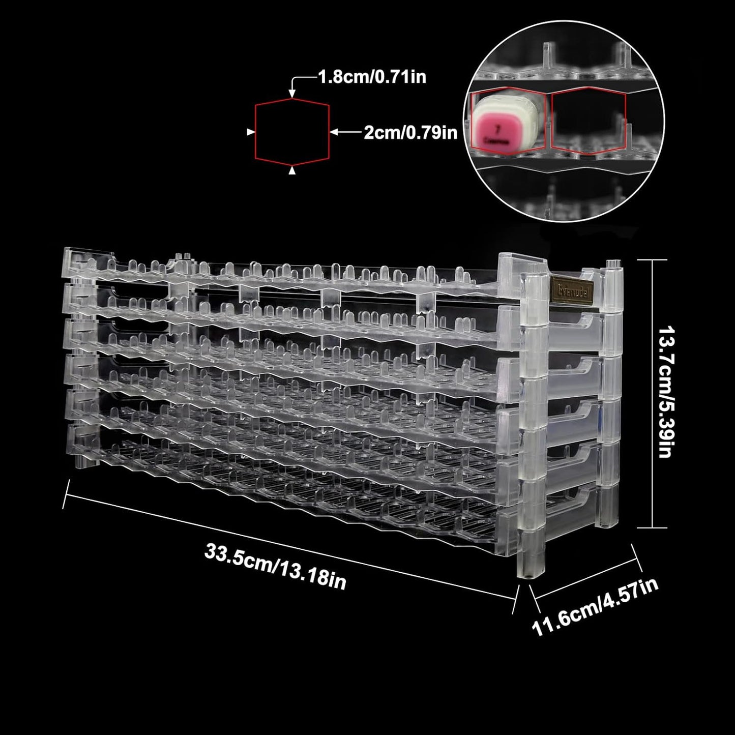 Universal 6 Layers Tray Universal Marker Storage Rack, Penholder Display for 90 Pens SN01 Pencil Organizer Holder for Desk (Clear-6 layers)