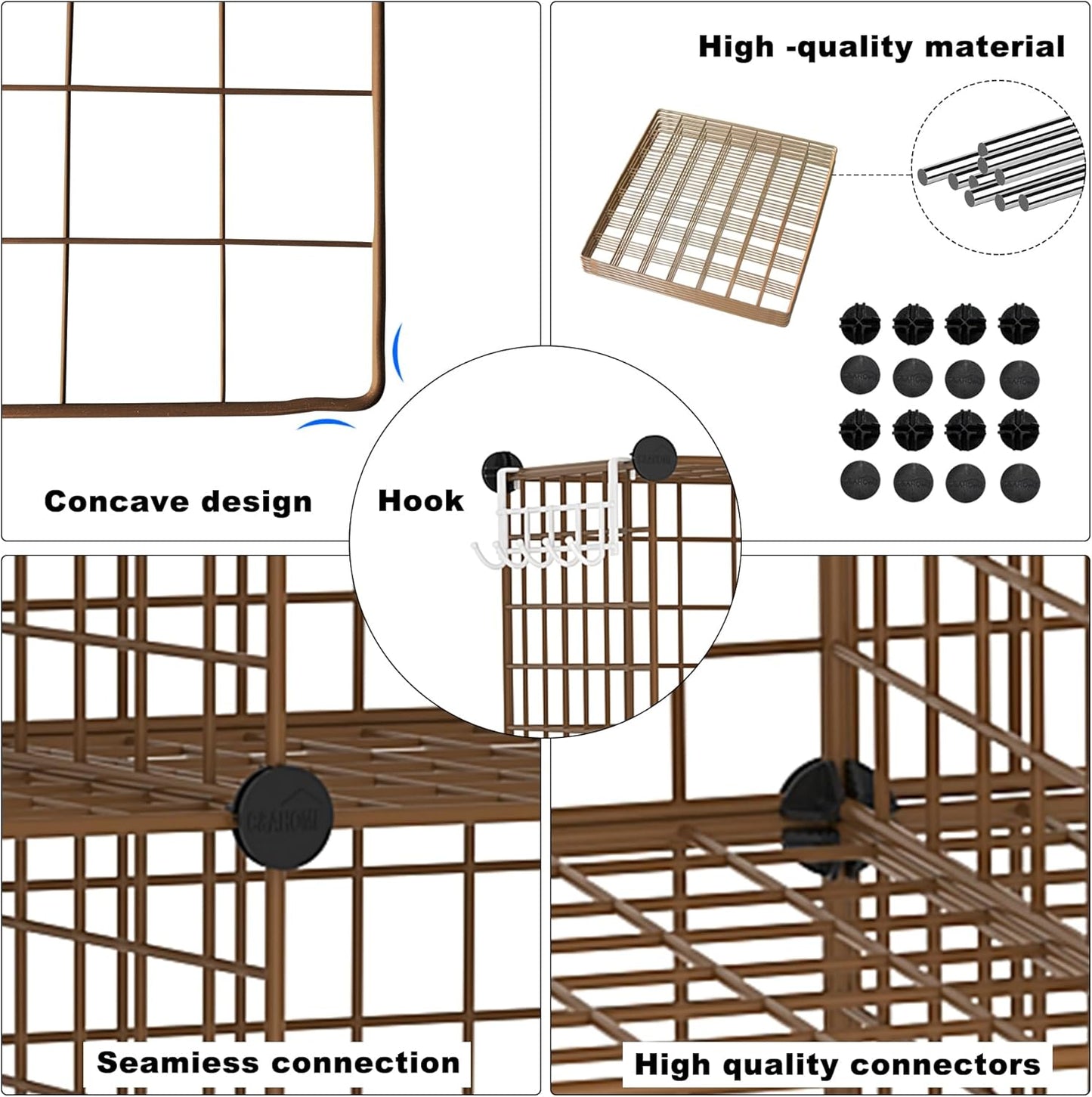 C&AHOME Wire Cube Storage, 6 - Cube Organizer Metal C Grids, Modular Shelves Units, Storage Bins Shelving, Closet Organizer, Ideal for Home, Office, Living Room, 36.6”L x 12.4”W x 36.6”H Black