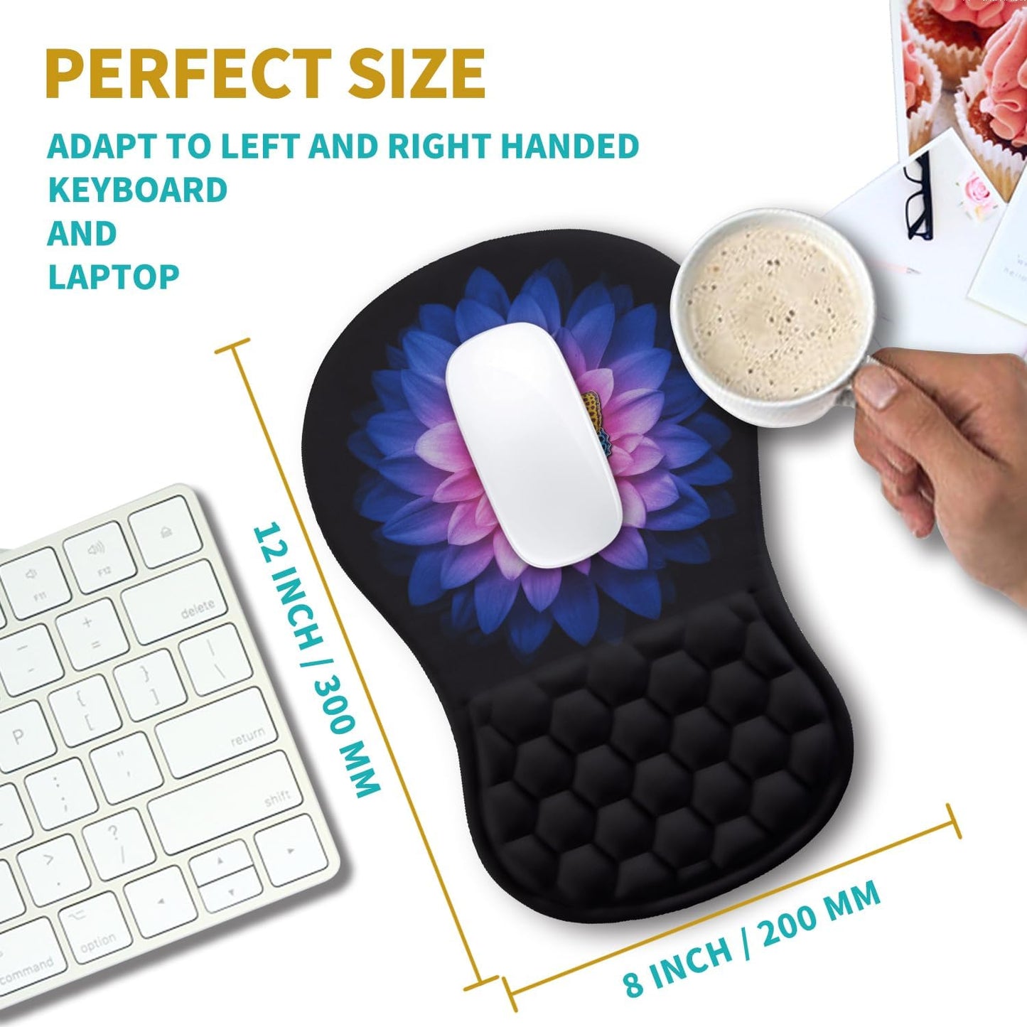 Hokafenle Ergonomic Mouse Pad Wrist Support, Wrist Rest Mousepad for Carpal Tunnel Pain Relief with Integrated Memory Foam Slope Massage Bulge (11.8x7.9 inch,Topographic Contour)
