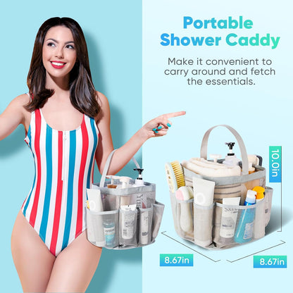 EUDELE Mesh Shower Caddy Portable for College Dorm Room Essentials, Shower Caddy Dorm with 8-Pocket Large Capacity for Beach, Swimming, Gym, Travel essentials