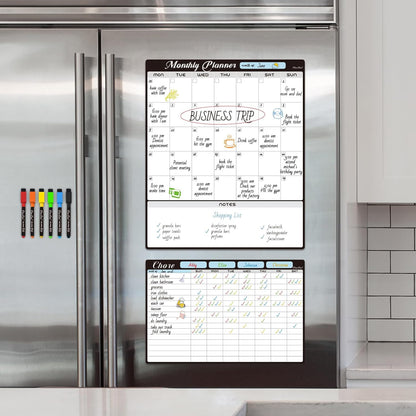 Magnetic Dry Erase List Board - 4"x12" Multifunctional List Board for Fridge - 6 Extra Fine Point Markers Included - Shipped Flat