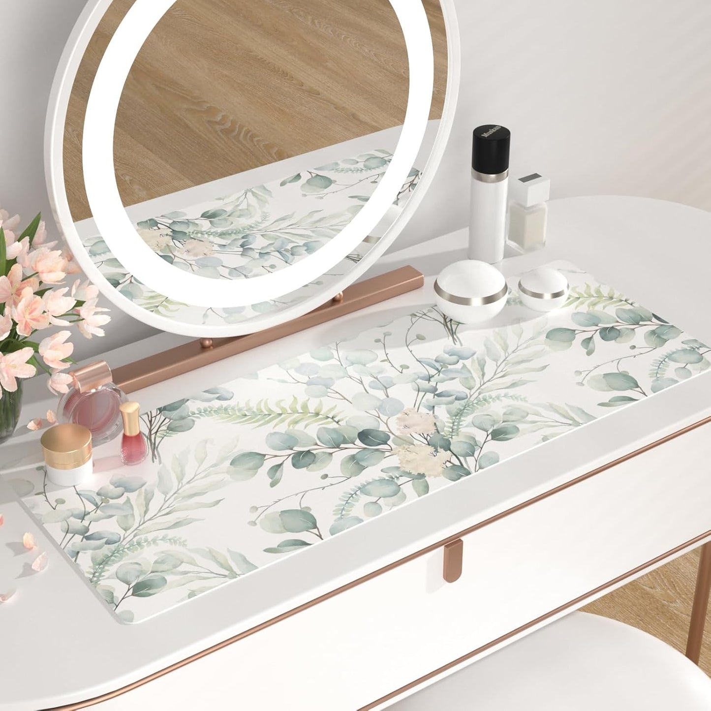 QIYI Large Mouse Pad, Cute Pink Desk Mat for Desktop, Women Girls PU Leather Desk Pad Waterproof Gaming Mousepad, Rose Gold Marble Computer Protector Writing Pad for School Office Home 31.5" x 15.7"