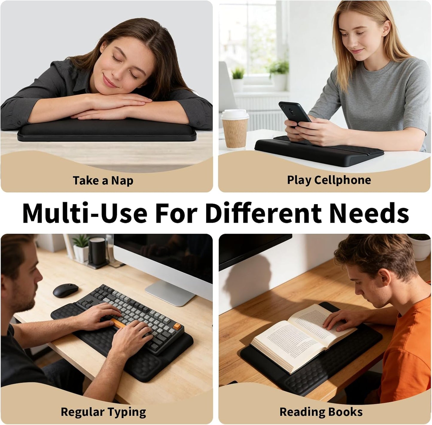 Keyboard Wrist Rest Stand Pad, Soft Memory Foam Ergonomic Computer Wrist Support, Keyboard Riser Hand Rest Cushion Holder Gaming Typing Coding Desk Accessories for Home Office School（Black）
