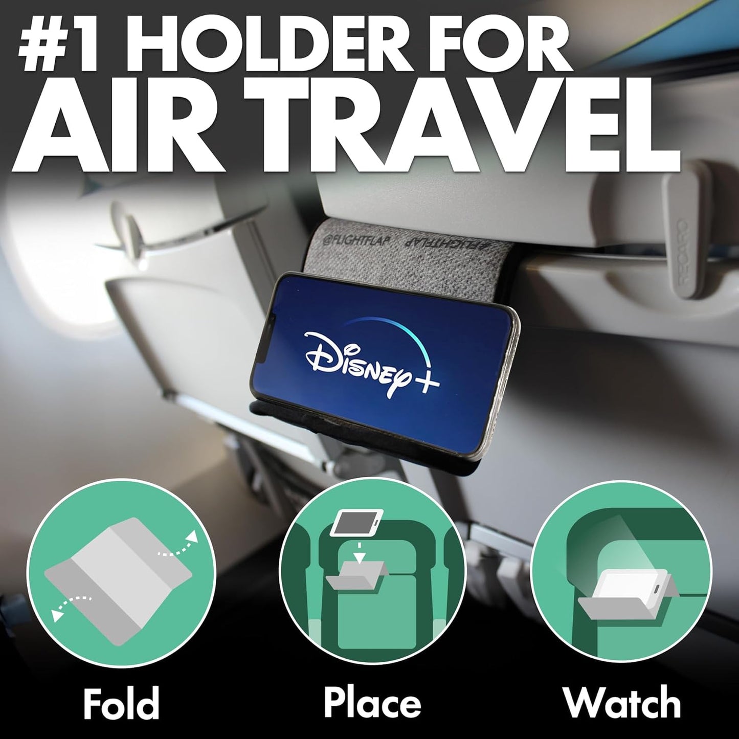Flight Flap Airplane Phone Holder, Flexible Cell Phone Holder, Folding Cellphone Stand for Desk, Bed, Office, Treadmill - Airplane Gadgets for Long Travel Accessories - Plane Essentials (Green)