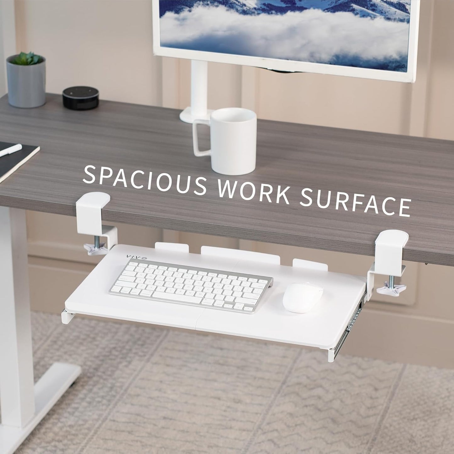 VIVO Large Keyboard Tray Under Desk Pull Out with Extra Sturdy C Clamp Mount System, 27 (33 Including Clamps) x 11 Inch Slide-Out Platform Computer Drawer for Typing, Black, MOUNT-KB05E