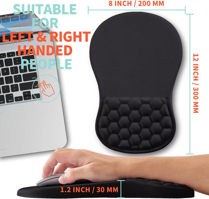 Ergonomic Mouse Pad Wrist Support with Memory Foam Massage Bulge, Carpal Tunnel Pain Relief Mousepad Wrist Rest for Mouse(12x8 inch, Silver Gray Light Purple)