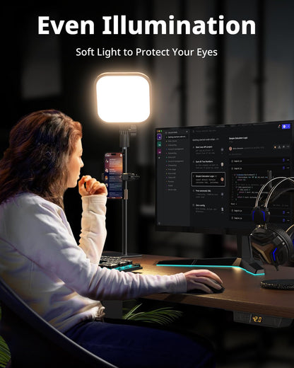 UBeesize Zoom Lighting for Computer, Video Conference Lighting for Video Calls, Desk Light with Stand and Phone Holder for Webcam, Home Office, Podcast, Online Meetings, Live Streaming（2 Pack