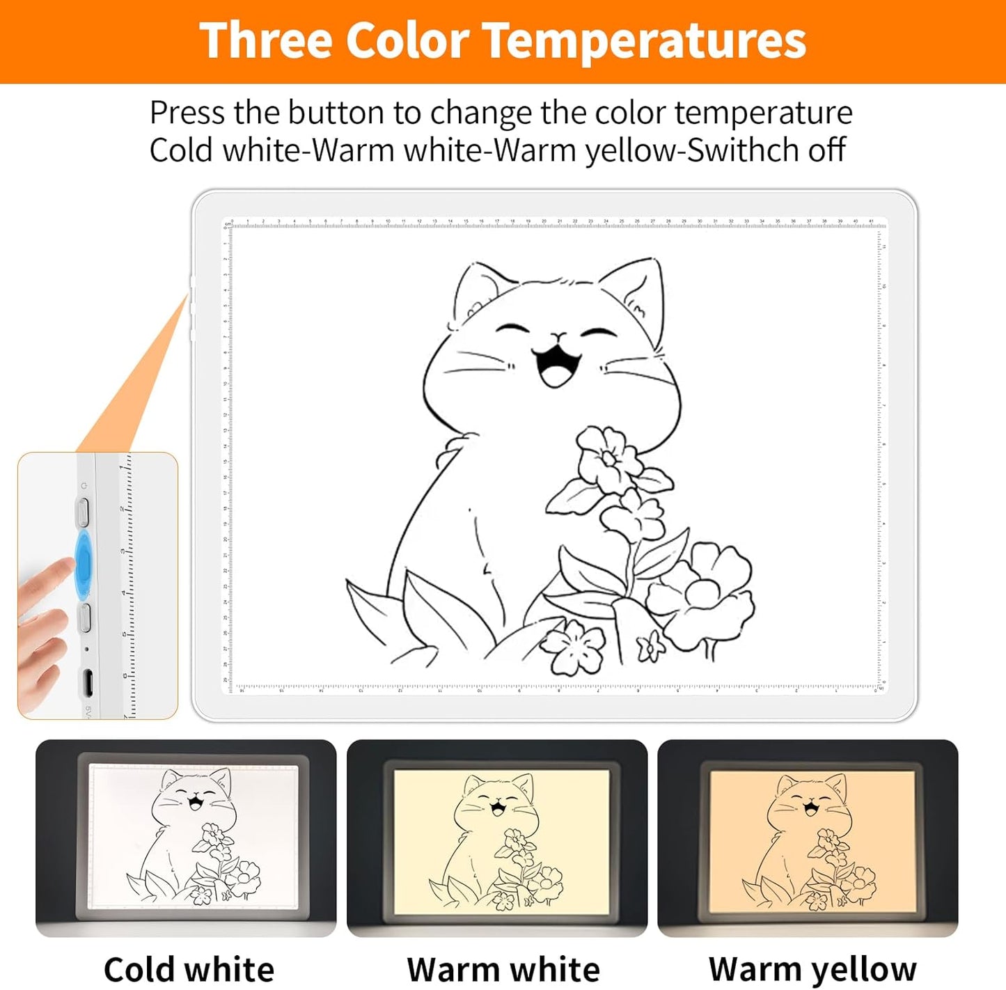 Elice Magnetic A4 Light Board for Diamond Painting, Ultra-Thin Tracing LED Light Box with Side Buttons, Super Bright Diamond Art Light Pad, Light Table for Drawing, Sketching, Weeding Vinyl - Black