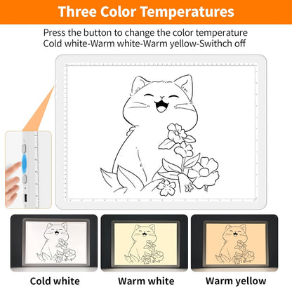 Elice Magnetic A4 Light Board for Diamond Painting, Ultra-Thin Tracing LED Light Box with Side Buttons, Super Bright Diamond Art Light Pad, Light Table for Drawing, Sketching, Weeding Vinyl - Black