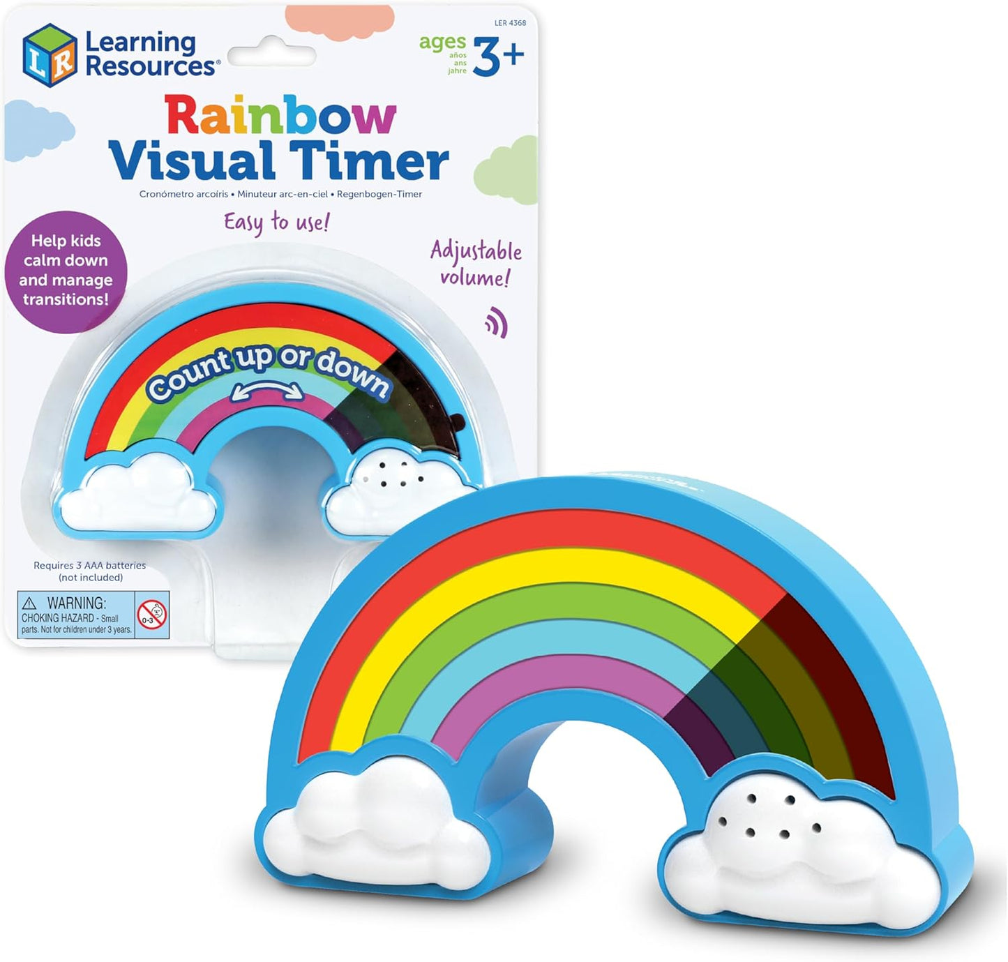 Learning Resources Rainbow Visual Timer - Time Management for Children, Audio and Visual Alarms, Schedule for Kids, Social Emotional Learning Skills, Countdown for Teachers, Classroom Must Haves