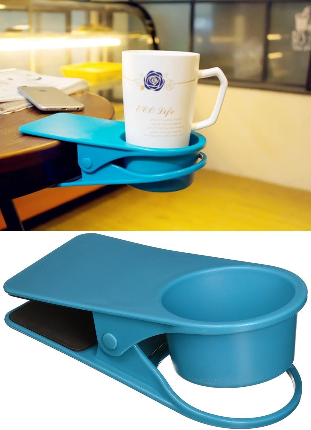 Drink Cup Holder Clip Home Office Table Desk Side Huge Clip Water Drink Beverage Soda Coffee Mug Holder Cup Saucer Clip Design